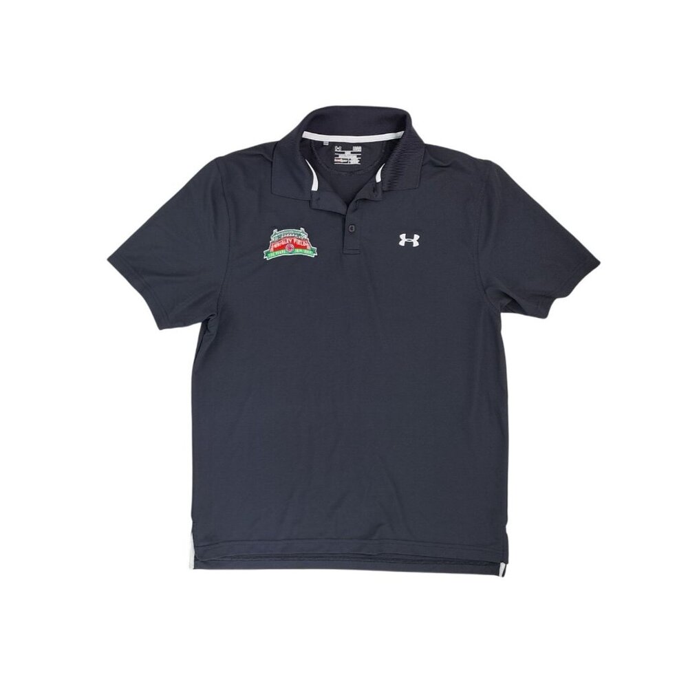 Under Armour Wrigley Field 100 Years Polo Shirt Men Large Black Cubs Anniversary